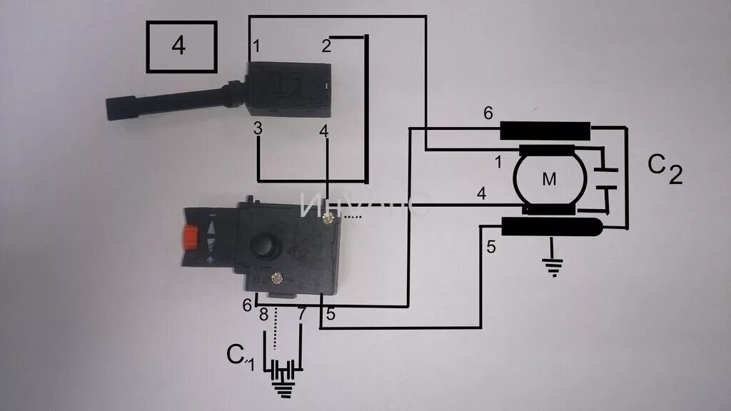 Подключение кнопки пуска на дрели интерскол Какая схема правильная, для подключение БУЭ2М с 4-я проводами? ИнVелС Дзен