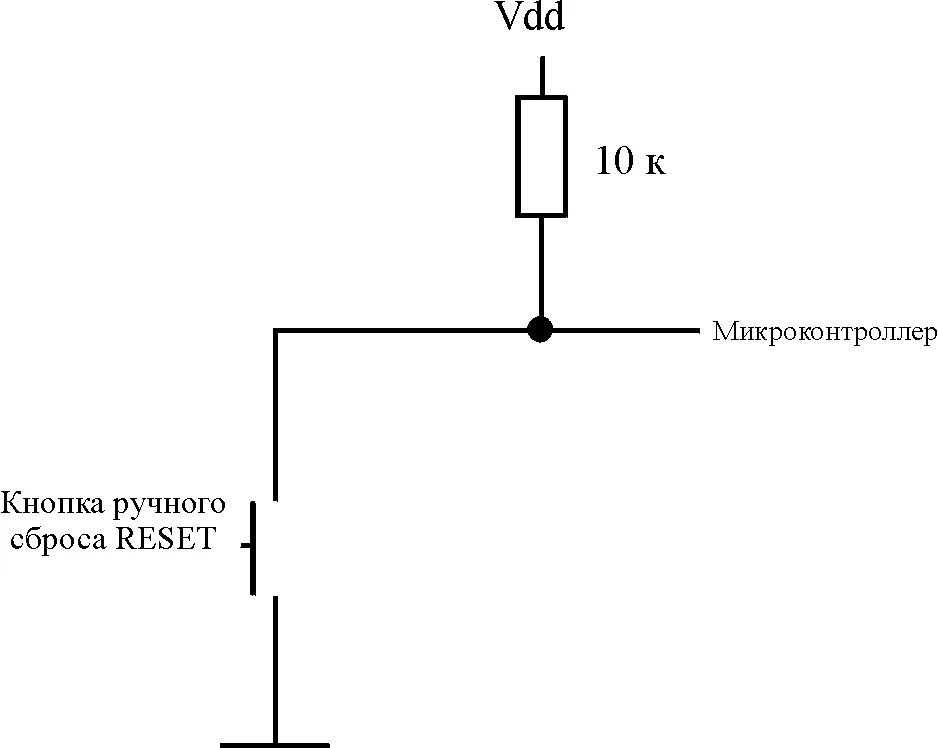 Подключение кнопки reset Подключение питания.