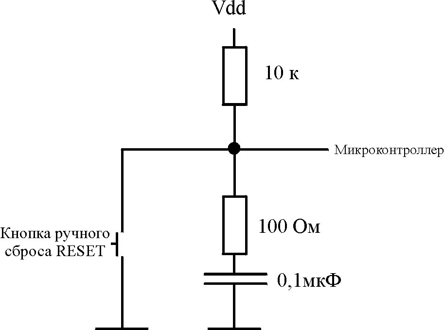 Подключение кнопки reset Подключение питания.