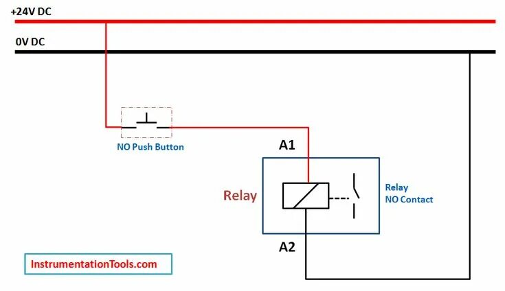 Подключение кнопки с фиксацией через реле Relay Latching Circuit using Push Button