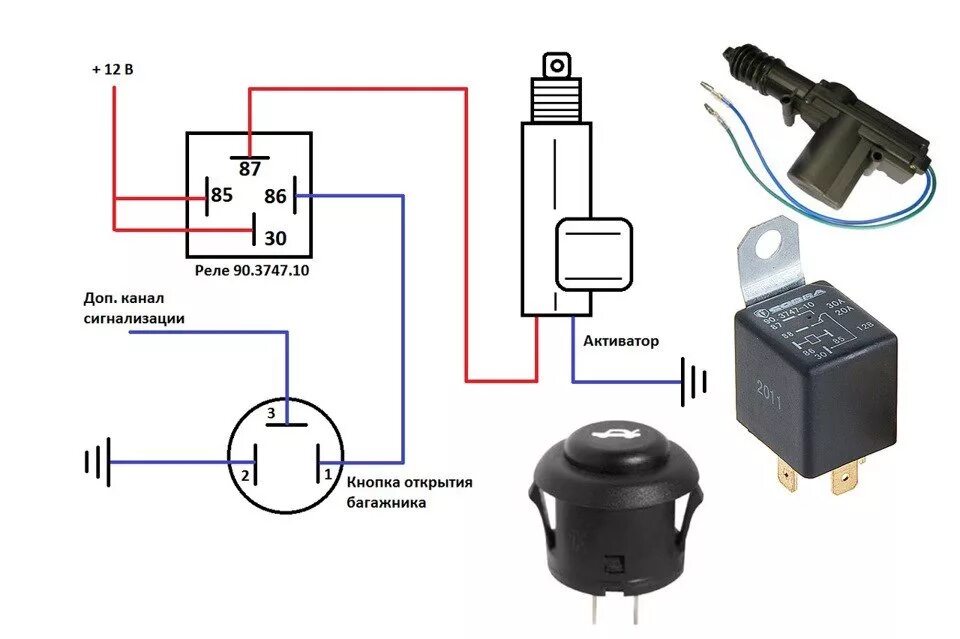 Подключение кнопки с фиксацией через реле Багажник с кнопки и брелка starline A91 - Lada 2114, 1,6 л, 2008 года своими рук