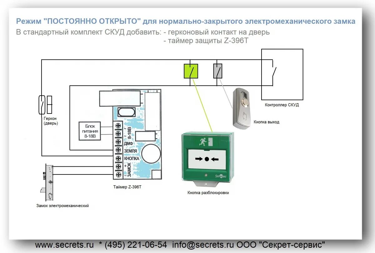 Подключение кнопки скуд Защита катушки электромеханического замка Cisa Секрет- Сервис