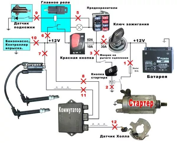 Подключение кнопки стартера мопед альфа Защищаем мотоцикл от плохишей