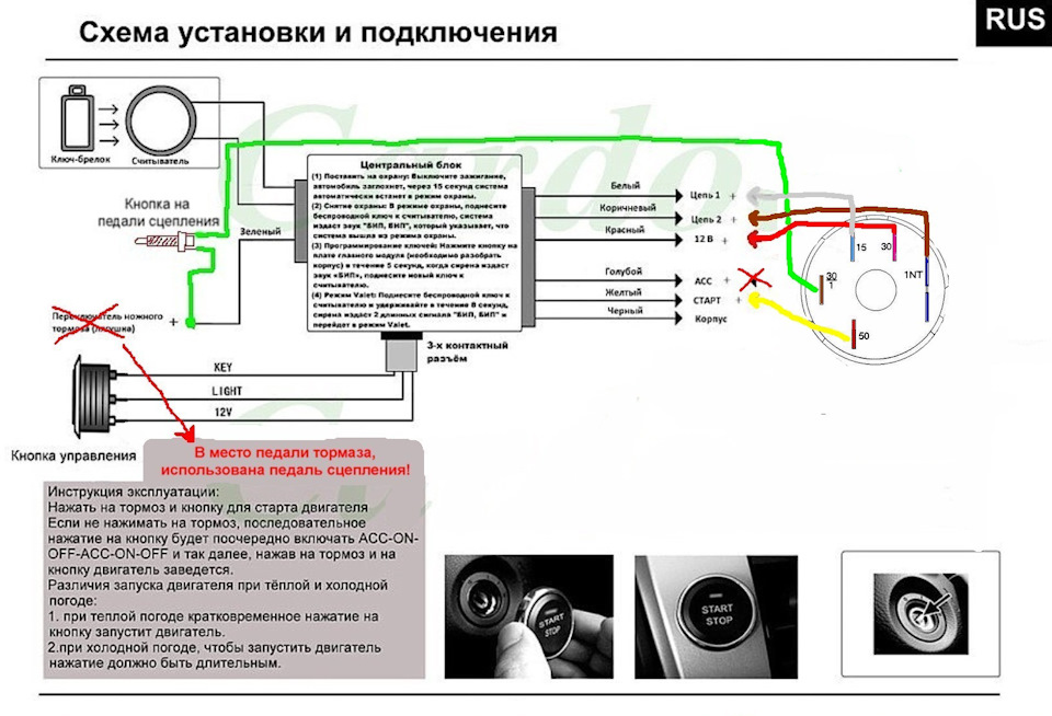 Подключение кнопки стоп mten4 Схема подключения пуш старт маджикар