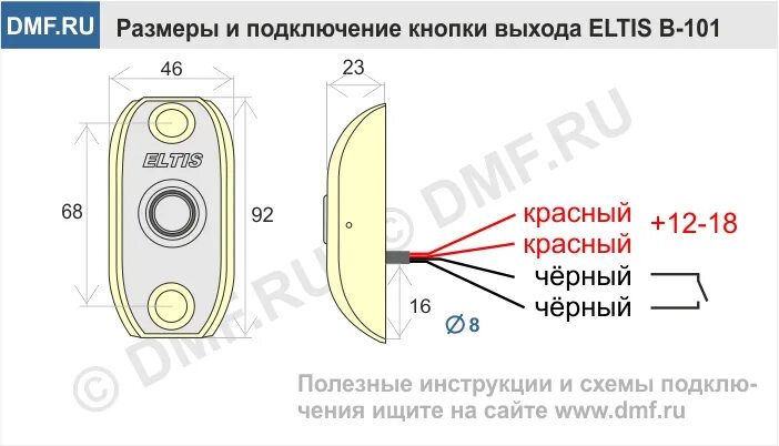 Подключение кнопки циклоп Инструкция кнопки выхода Eltis B-101