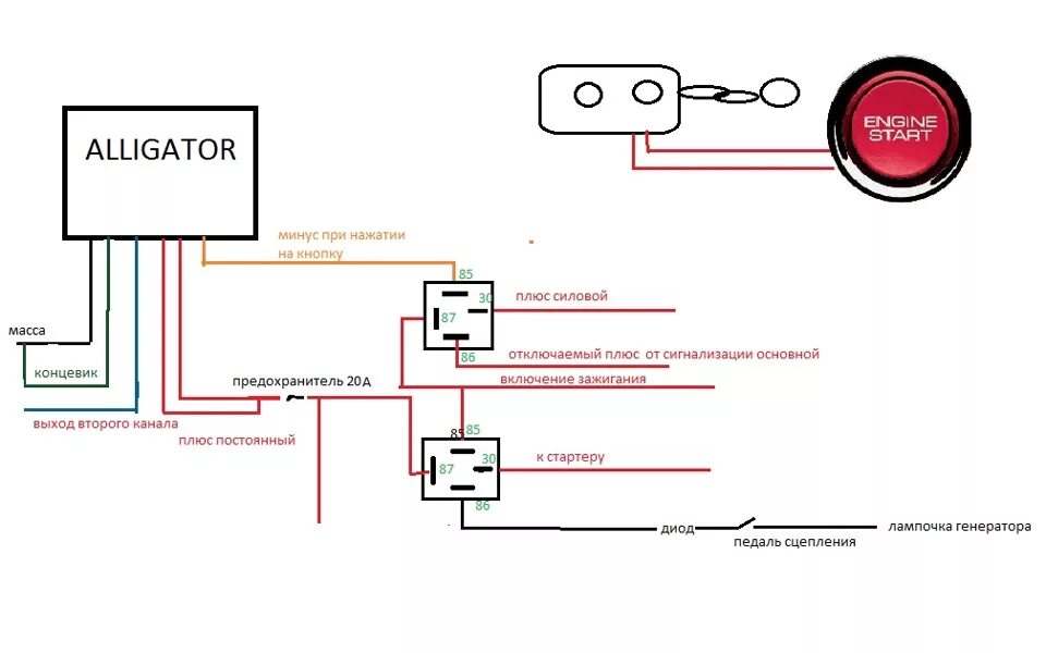 Подключение кнопки вместо замка зажигания Кнопка старт стоп своими руками - DRIVE2