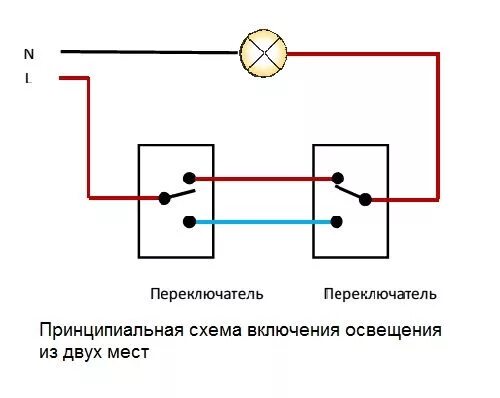 Подключение кнопочного выключателя схема Схема переключатель двух 2