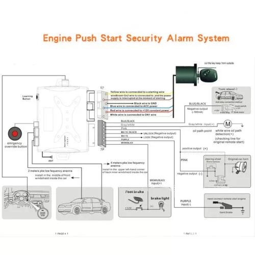 Подключение кнопок бесключевого доступа Universal Car keyless Entry Engine Start Alarm System Push Button Remote Starter