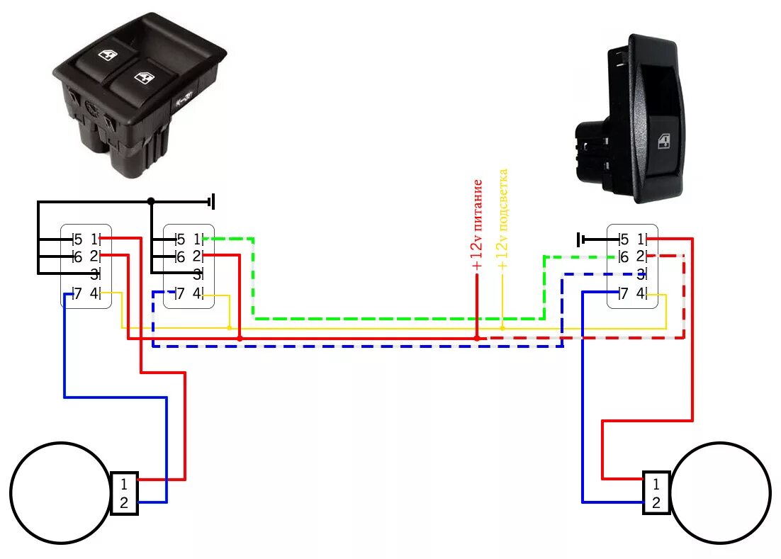 Подключение кнопок эсп 8 ЭСП Форвард (схема на 3 кнопки) и сплошные стекла на ваз 2106 - Lada 21061, 1,