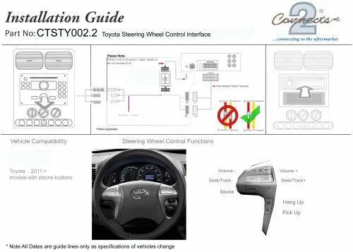 Подключение кнопок руля авенсис Connects2 CTSTY002.2 - Адаптеры кнопок на руле Connects2 для Toyota купить с уст