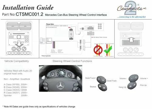 Подключение кнопок руля мерседес Connects2 CTSMC001.2 - Адаптеры кнопок на руле Connects2 для Mercedes-Benz купит