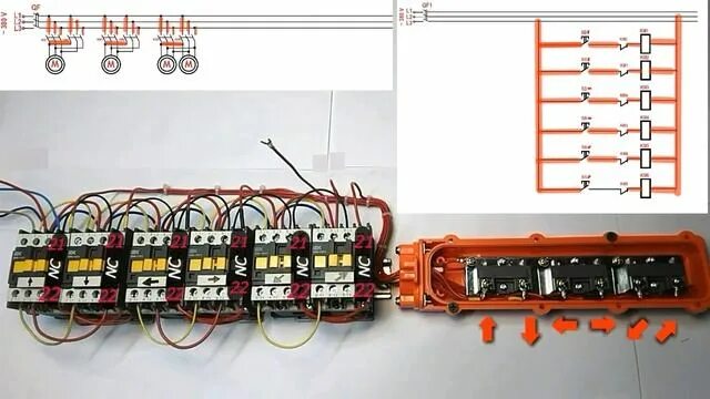 Подключение кнопок тельфера Электрическая схема Кран Балки .electrical circuit crane beam . - смотреть видео