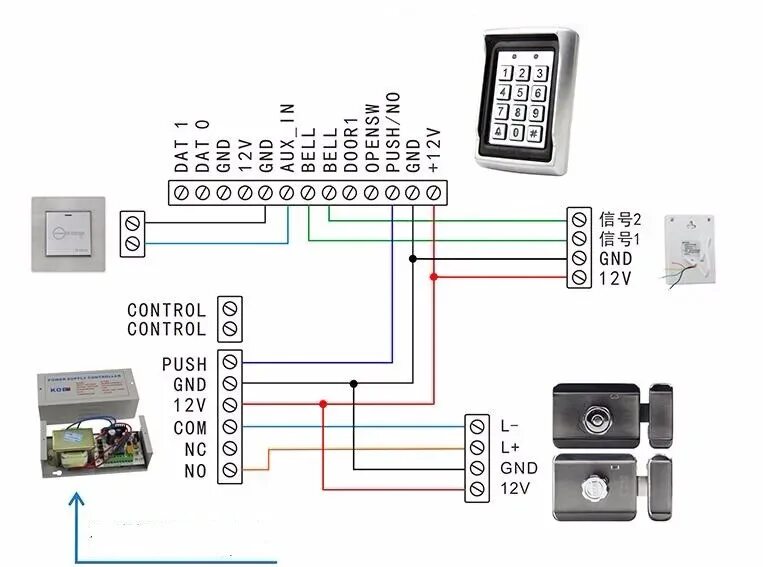 Подключение кодонаборной панели X6 контроль доступа по отпечаткам пальцев RFID Клавиатура 125 кГц электрический