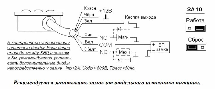 Подключение кодонаборной панели Телеинформсвязь: КБД-10-В Кодовая панель