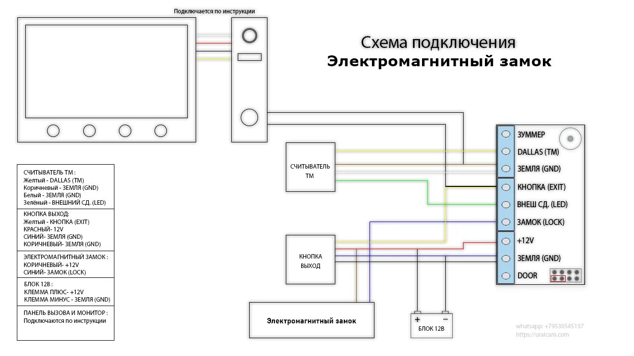 Подключение кодонаборной панели к электромагнитному замку Скачать инструкции