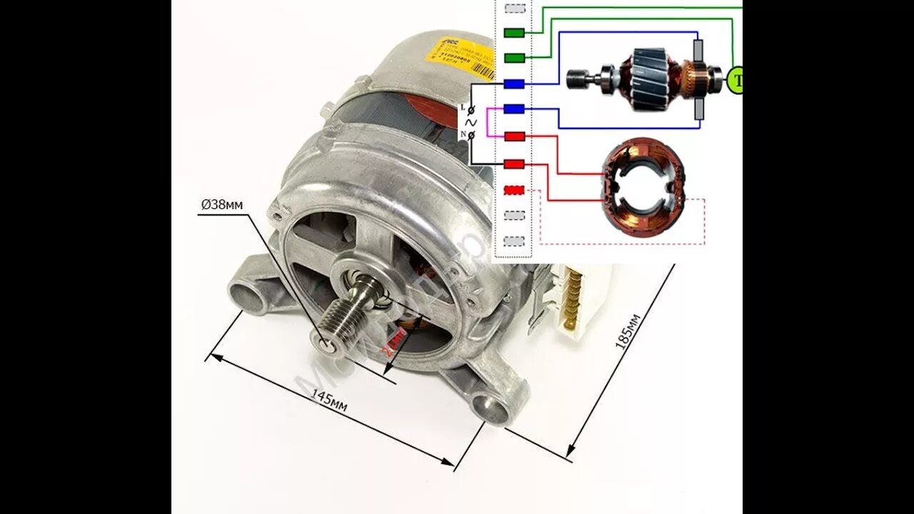 Подключение коллекторного двигателя от стиральной Как просто подключить двигатель от стиральной машины автомат - YouTube