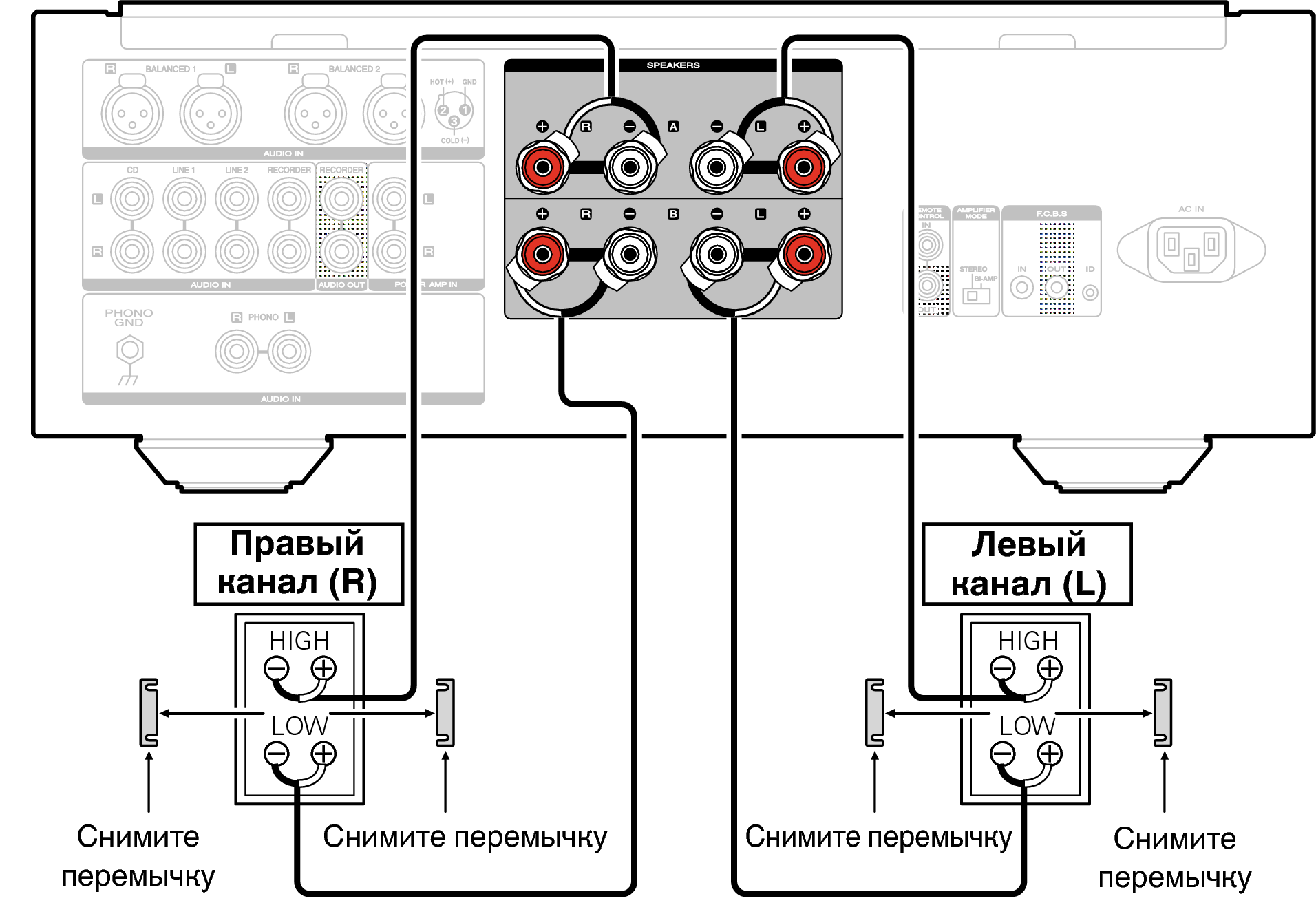 Подключение колонки через интернет Соединение посредством раздвоенных выводов PM-10