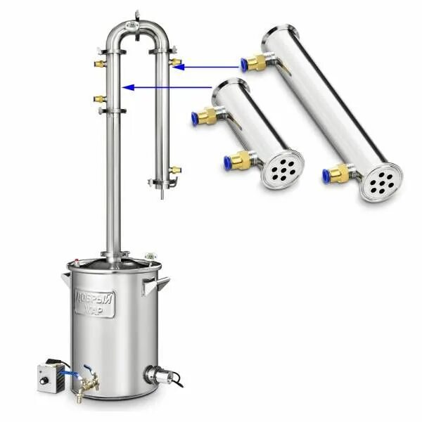 Подключение колонны с дефлегматором к воде Самогонный аппарат Добрый Жар "Абсолют 7" колонна 2 дюйма 40 литров, дистиллятор