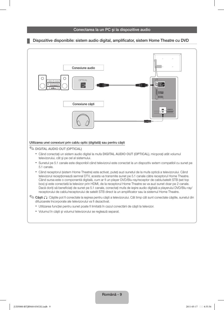 Подключение колонок к телевизору через оптический кабель Samsung UE40D5000PW User Manual Page 135 / 163 Original mode Also for: UE37D5000