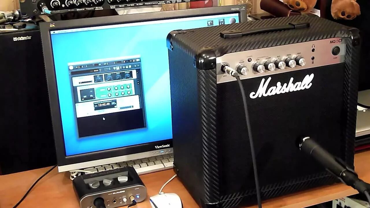 Подключение комбика к компьютеру Как записать звук комбика - Marshall MG15CF - YouTube