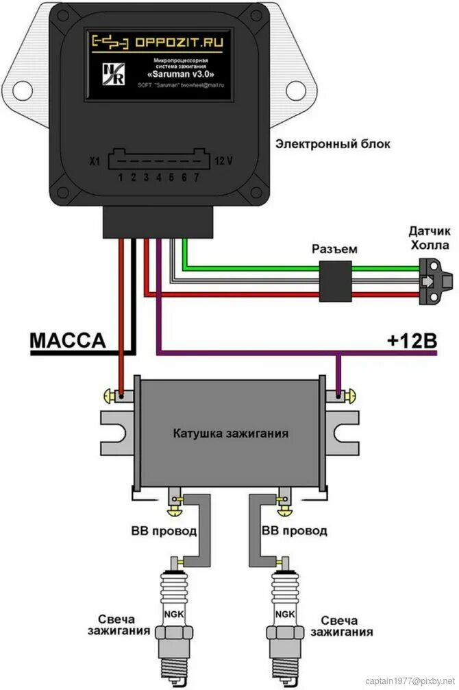 Подключение коммутатора электронного зажигания Схема подключения электронного зажигания: найдено 88 изображений