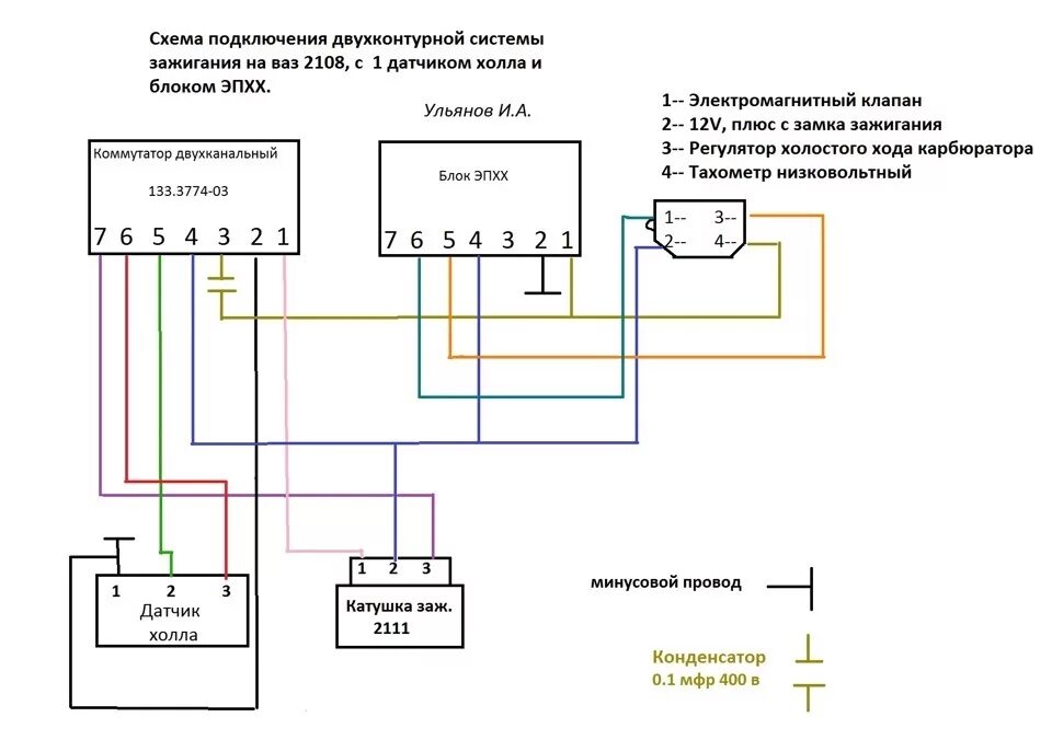 Подключение коммутатора ваз 2108 ДБСЗ (двухконтурная система бесконтактного зажигания) - Lada 2109, 1,3 л, 1989 г