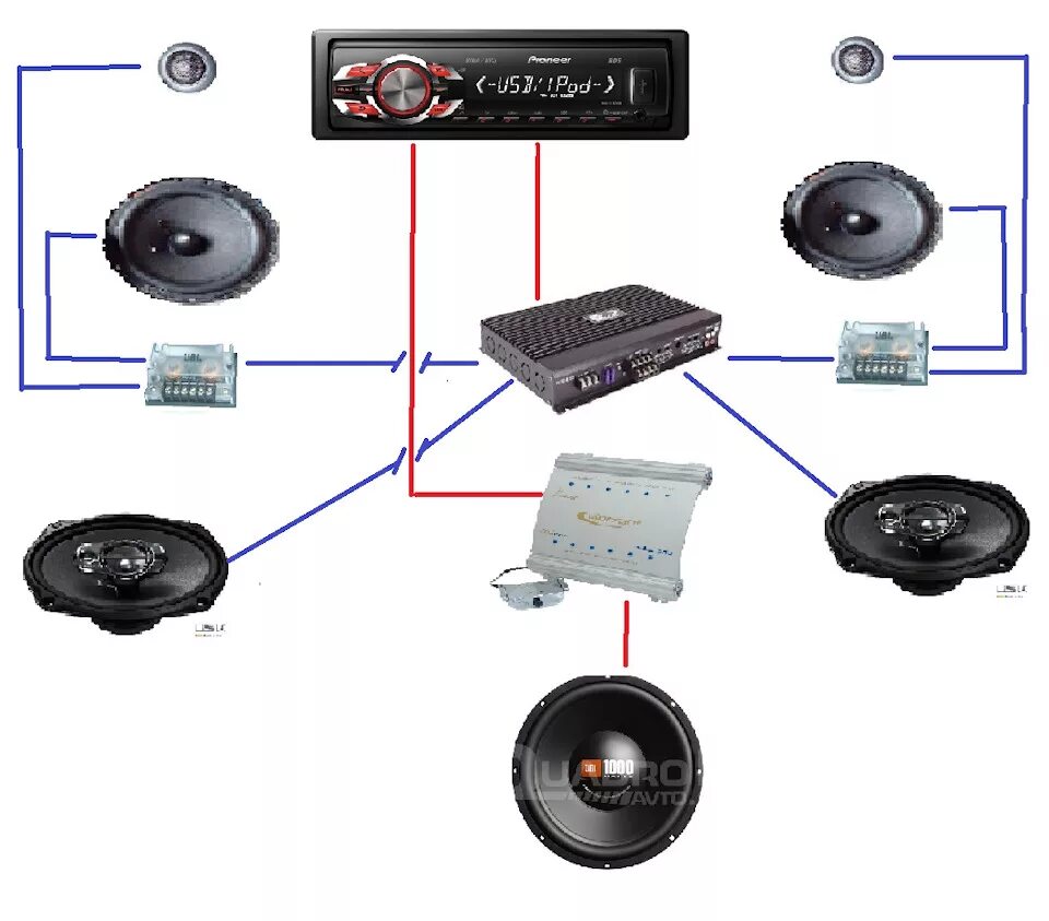 Подключение компонентной акустики к магнитоле без усилителя Набросал схему акустики. - Lada 21102, 1,5 л, 2004 года автозвук DRIVE2