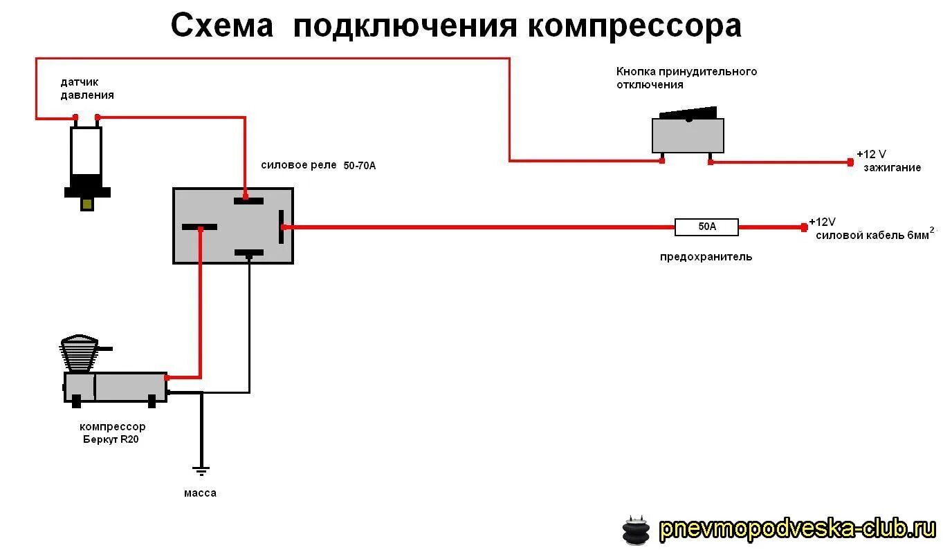 Подключение компрессора без реле Установка пневмоподвески. Часть 1 (Подготовка воздуха) - Lada 21124, 1,6 л, 2005