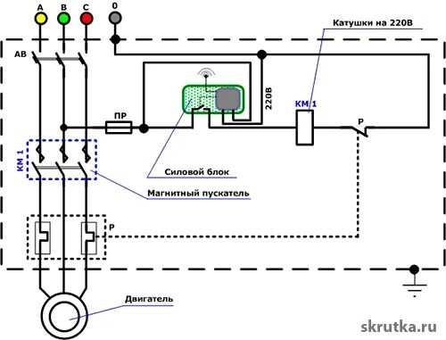 Подключение компрессора через пускатель Радиоуправляемые выключатели Статьи электрика Сайт электриков © skrutka.ru