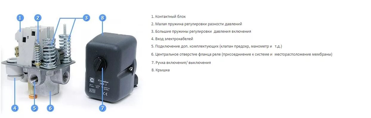 Подключение компрессора через реле давления Реле давления CONDOR MDR-2 - купить за 2 450 ₽ Каскад-Авто