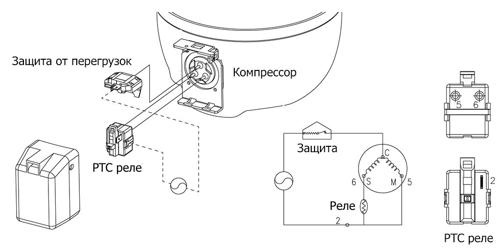 Подключение компрессора холодильника без реле Пусковое реле для холодильника UfaMasters