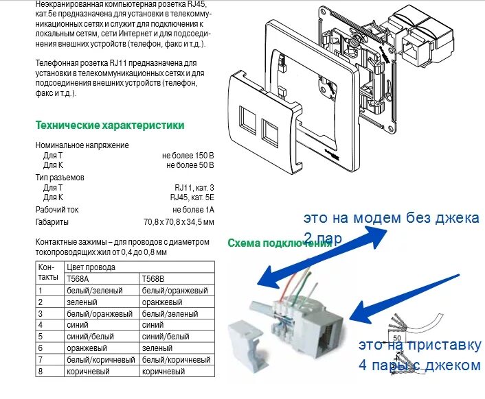 Подключение компьютерной розетки atlas design Ответы Mail.ru: Подключить кабель на 2 пары к кабелю на 4