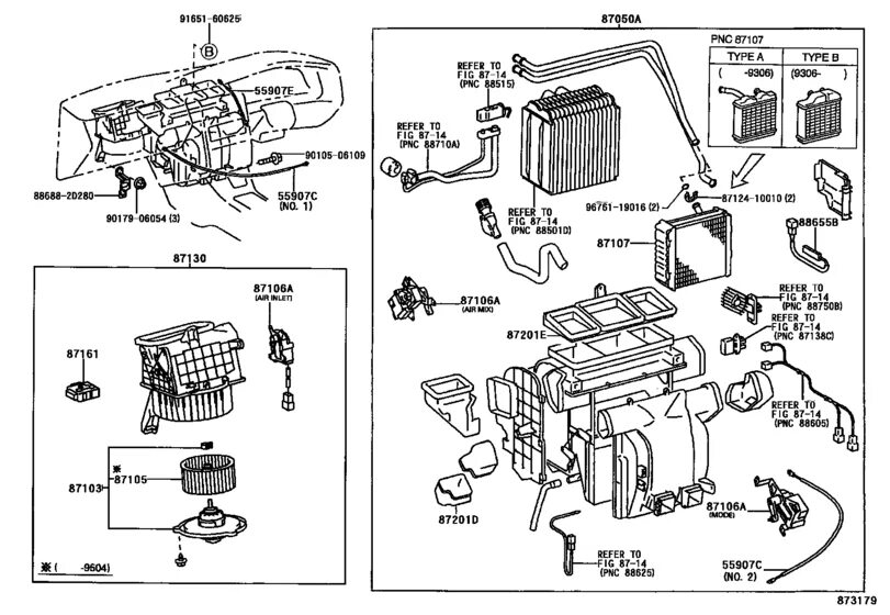 Подключение кондиционера к печке тойота корона фото Heating & Air Conditioning - Heater Unit & Blower для Toyota CORONA ST190, год: 