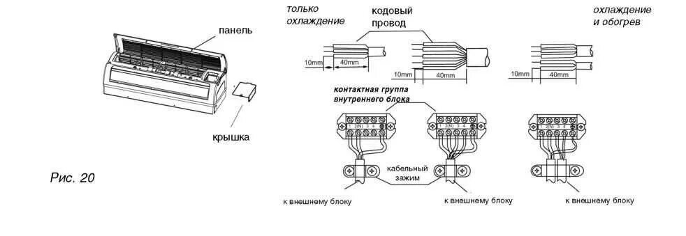 Подключение кондиционера провода схема Подключение блоков сплит системы схема - найдено 77 картинок