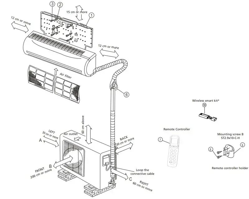 Подключение кондиционера своими руками в частном доме Qlima SC46 Series Air Conditioner Manual Instruksi