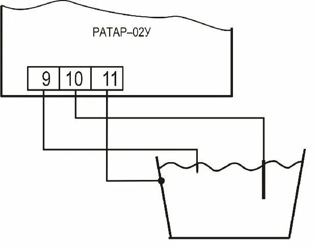 Подключение кондуктометрического датчика Терморегулятор Ратар-02У со встроенным реле контроля уровня
