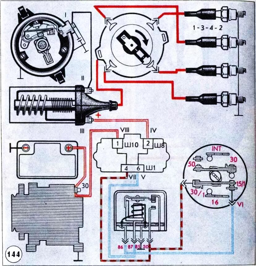 Подключение контактного зажигания ваз 2107 Цепи системы и аппаратов зажигания