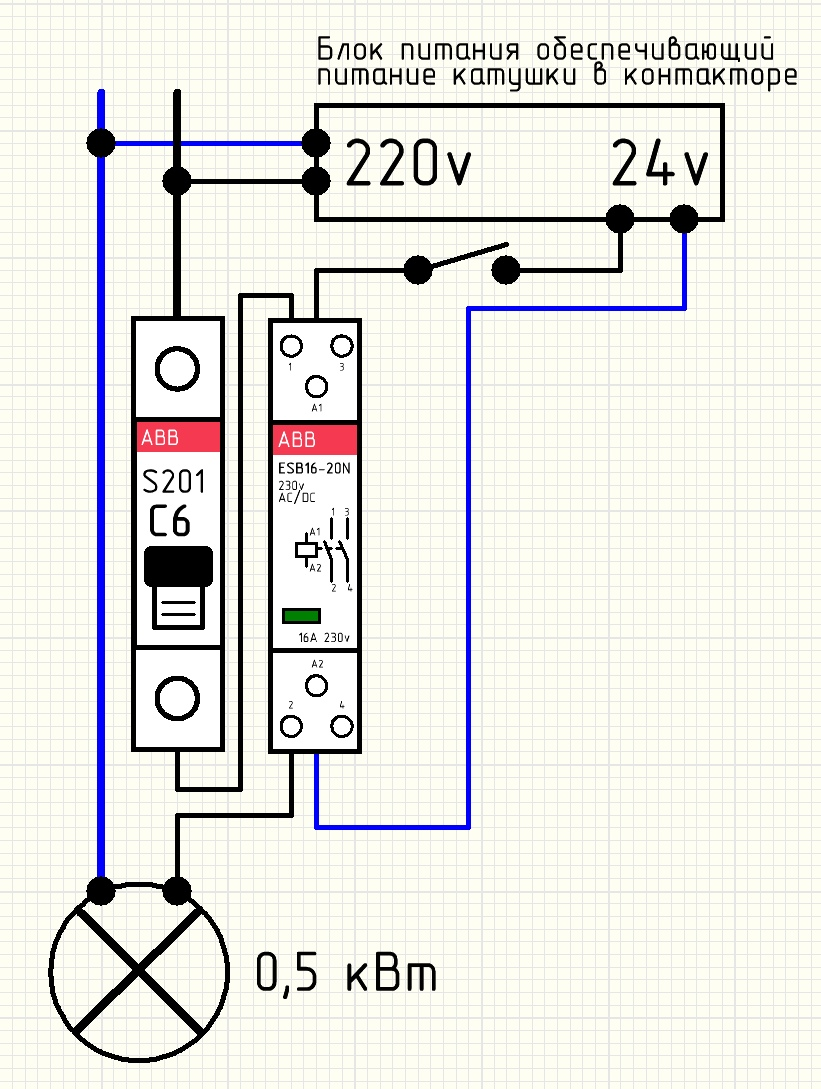 Подключение контактора 220в через выключатель Освещение - через контактор? СамЭлектрик.ру Дзен