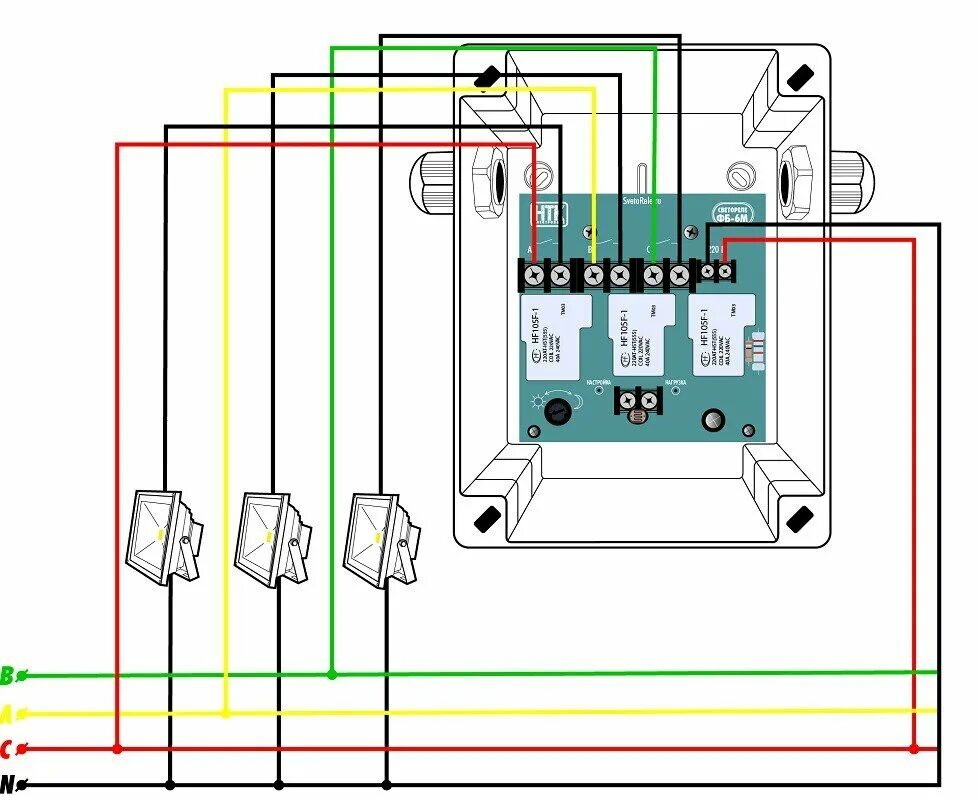 Подключение контактора через фотореле Схема подключения уличного освещения фото - DelaDom.ru