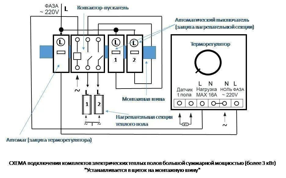 Подключение контактора через терморегулятор Подключение термостата к газовому котлу: как подключить комнатный терморегулятор