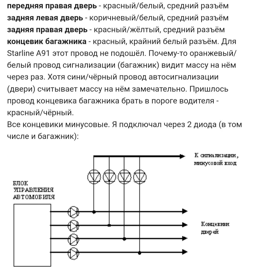 Подключение концевиков дверей к сигнализации через диоды Сигнализация. Концевики - Nissan Almera II (N16), 1,5 л, 2005 года своими руками