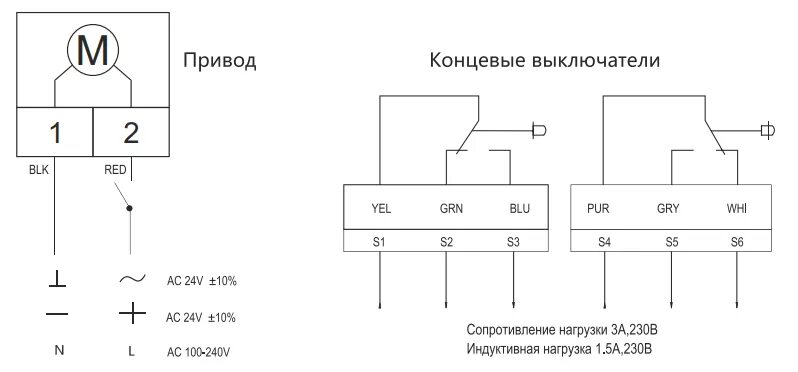 Подключение концевого выключателя Электропривод Dastech FR-15N24ST 15Нм/24В купить