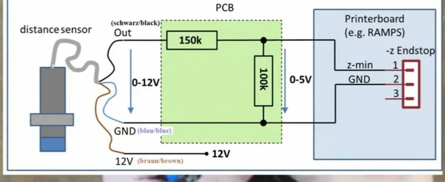 Подключение концевых датчиков Подключение индуктивного датчика LJ12A3-4-Z/BX к Anet A8