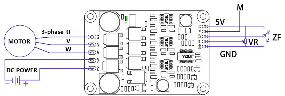 Подключение контроллера бесщеточного двигателя 12-36VDC оригинальный JUYI Tech JYQD-V8.3B BLDC мотор драйвер платы для Бессенсо