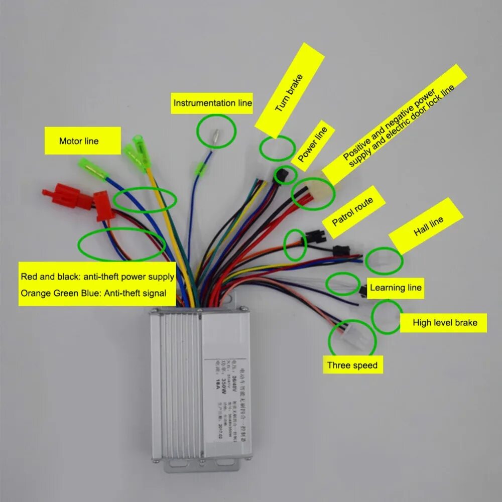 Подключение контроллера бесщеточного двигателя велосипеда 36v 48v Dc Motor Controller 350w Electric Bicycle E-bike Scooter Brushless Speed