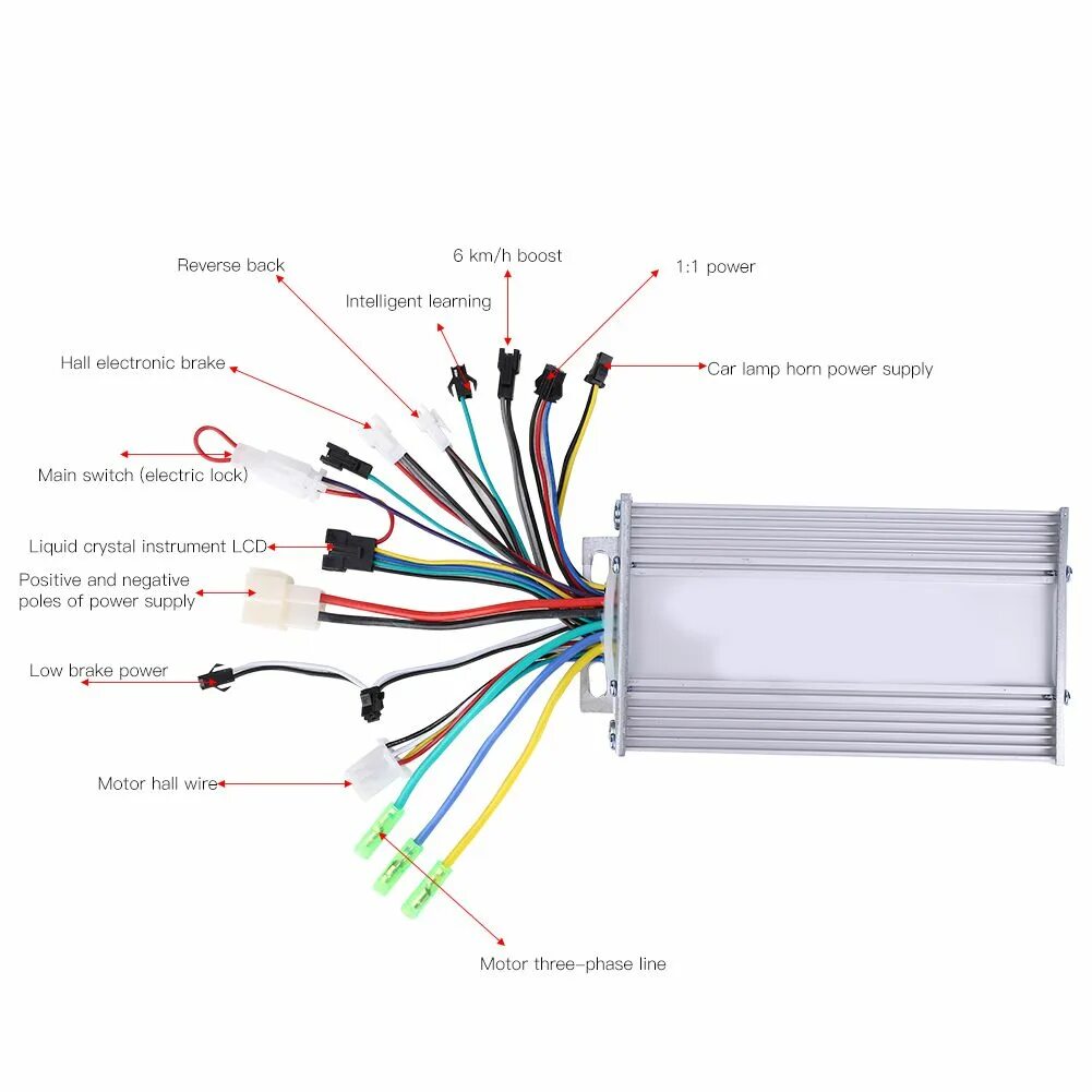 Подключение контроллера бесщеточного двигателя велосипеда Запчасти для тюнинга электросамокатов - купить по выгодной цене в интернет-магаз