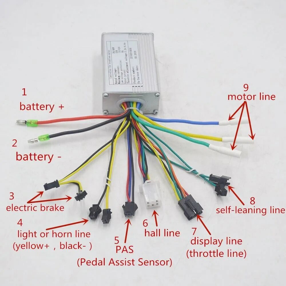 Подключение контроллера бесщеточного двигателя велосипеда 36V 48V 350W электрический скутер велосипед E-bike бесщеточный регулятор скорост