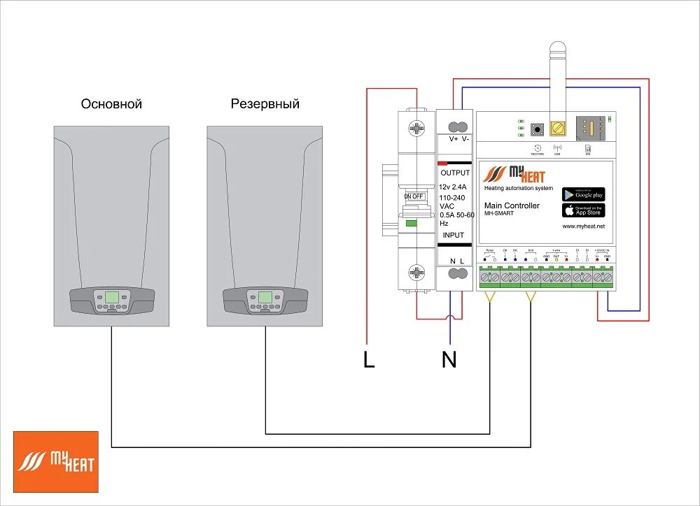 Подключение контроллера dm320 к котлу MyHeat SMART