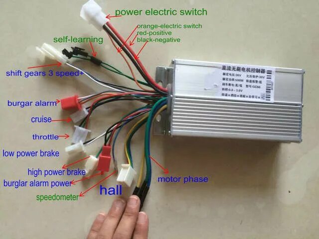 Подключение контроллера двигателю 36v48v60v64v 500w600w BLDC motor controller 12 mosfet universal for electric sco