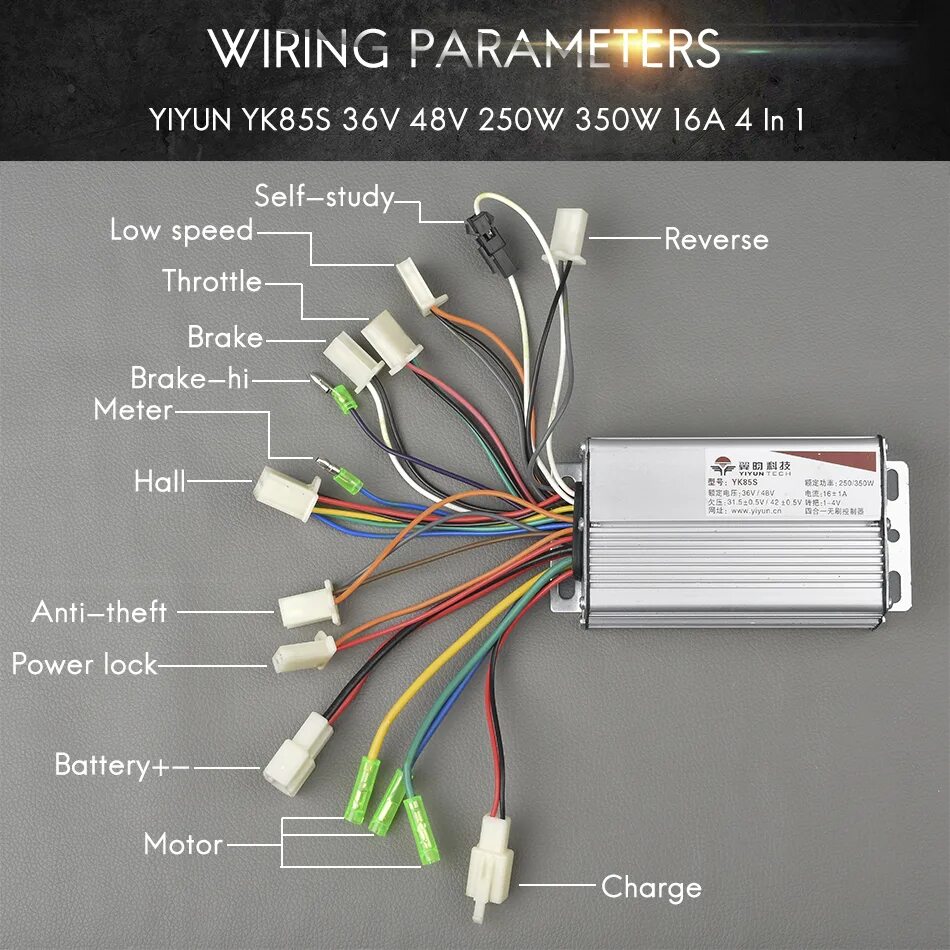 Подключение контроллера двигателю Купить Заводская распродажа Yk85s 36 v/48 v 250 w/350 w 16A Электрический велоси